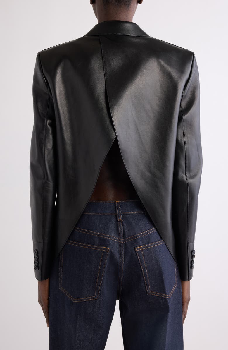 Givenchy Slashed Double Breasted Leather Jacket, Alternate, color, Black