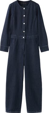 MANGO Long Sleeve Denim Jumpsuit