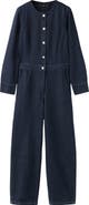 MANGO Long Sleeve Denim Jumpsuit