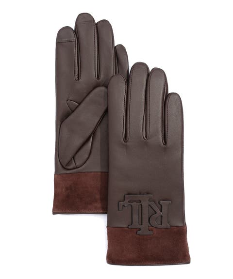 raised logo leather touch glove