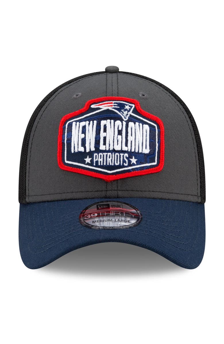 New Era Men's New Era Graphite/Navy New England Patriots 2021 NFL Draft Trucker 39THIRTY Flex Hat, Alternate, color, 