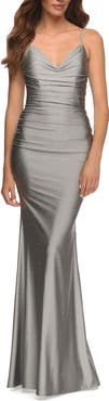 La Femme Sparkle Rhinestone Long Jersey Prom Dress