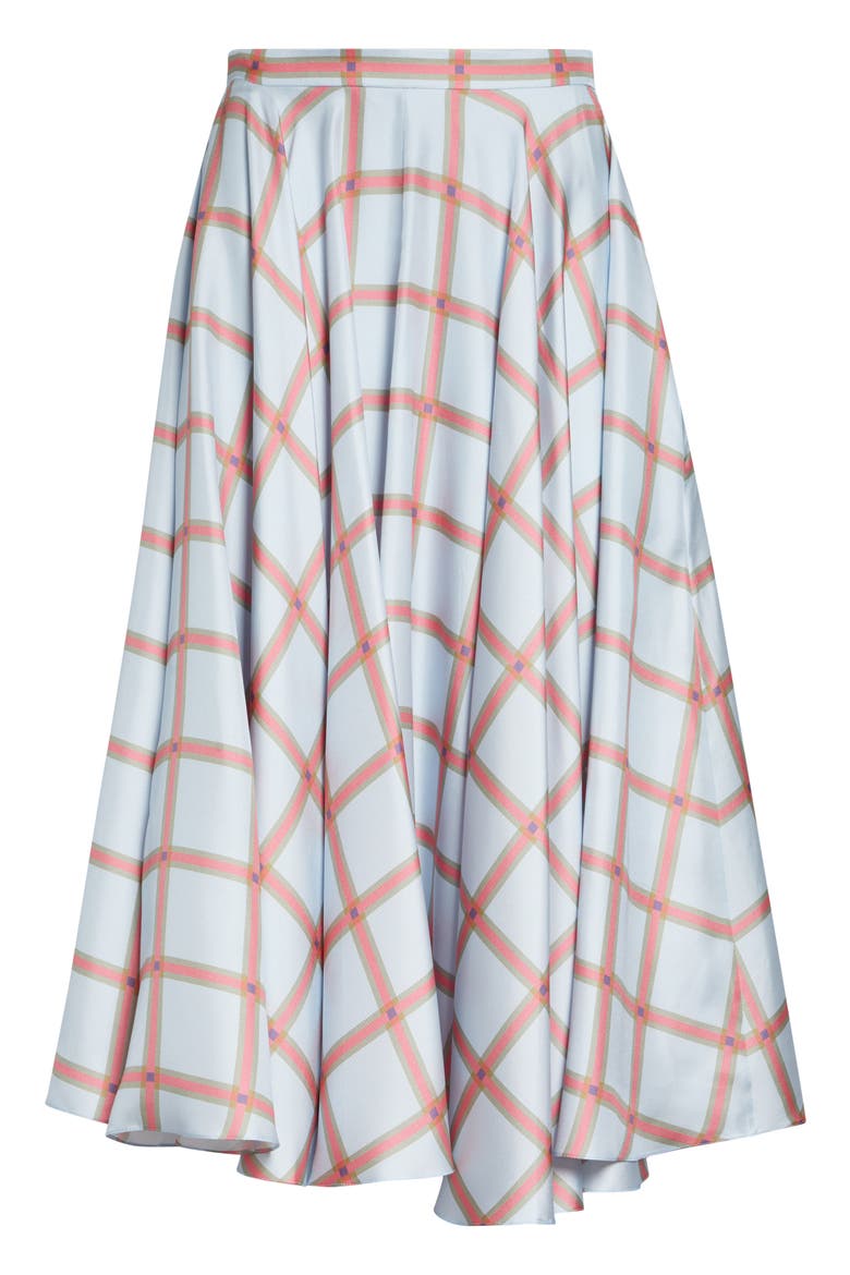 Karima Plaid Silk Twill Skirt, Alternate, color, CHECK-BLUE/PINK/CHOCOLATE