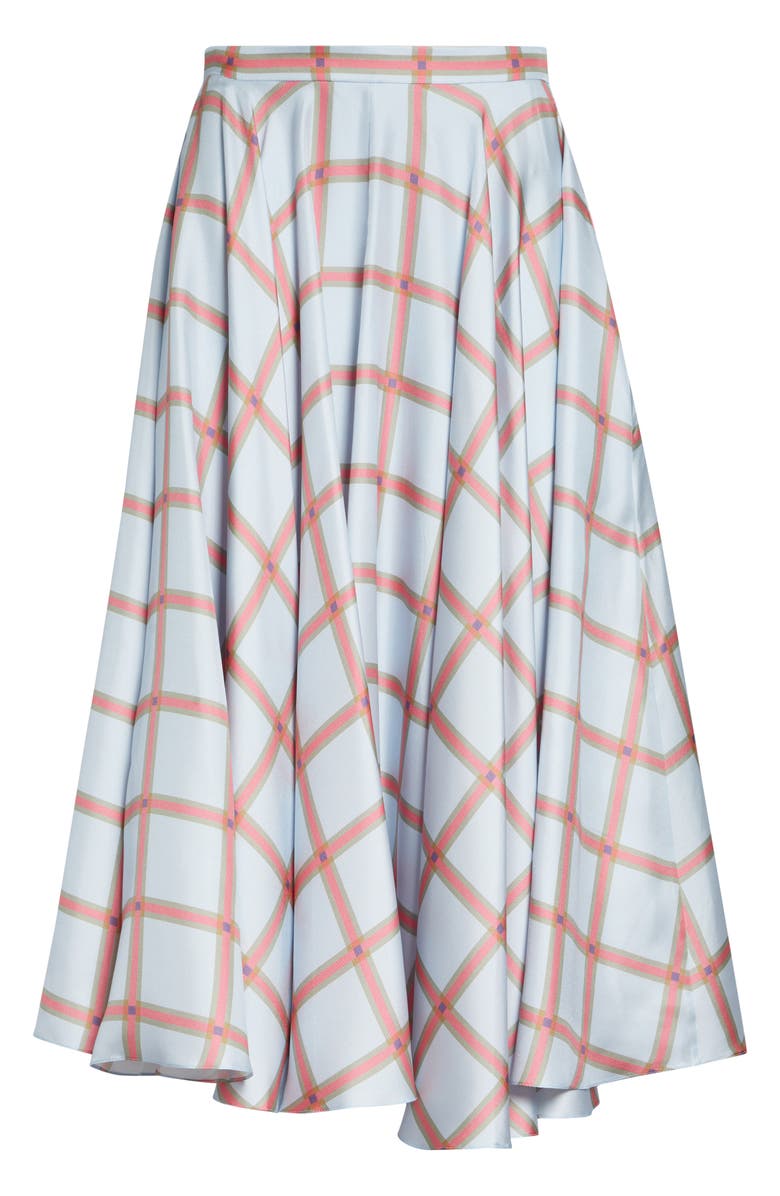 Emilia Wickstead Karima Plaid Silk Twill Skirt, Main, color, Check-Blue/Pink/Chocolate