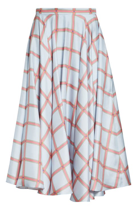 Karima Plaid Silk Twill Skirt