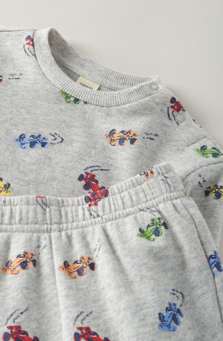 Tucker + Tate Print Fleece Sweatshirt & Joggers Set, Alternate, color, Grey Light Heather Race Cars