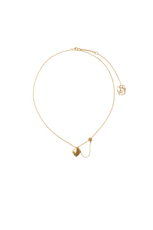 Burberry Shield Pendant Necklace In Gold/black/clear