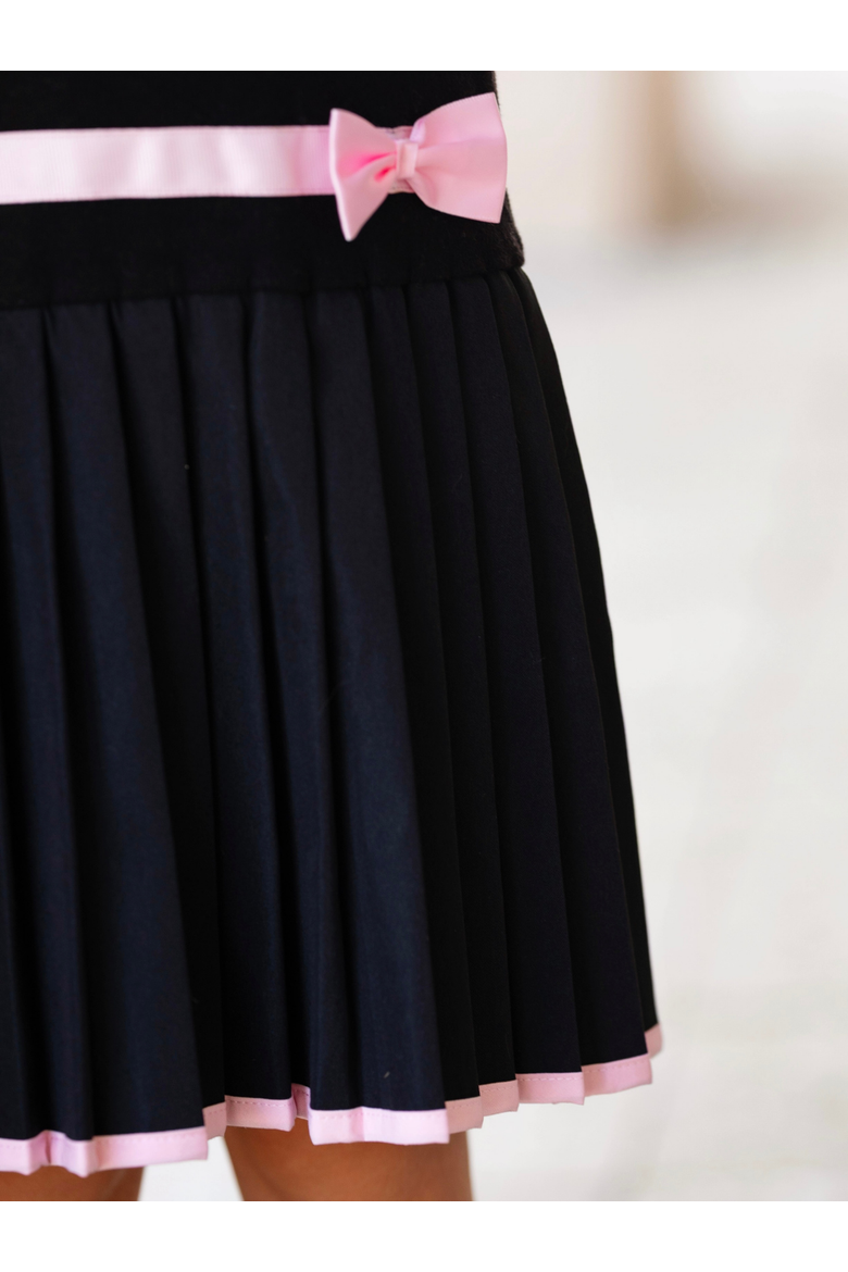 Bow Belle Pleated Knit Dress, Alternate, color, Black