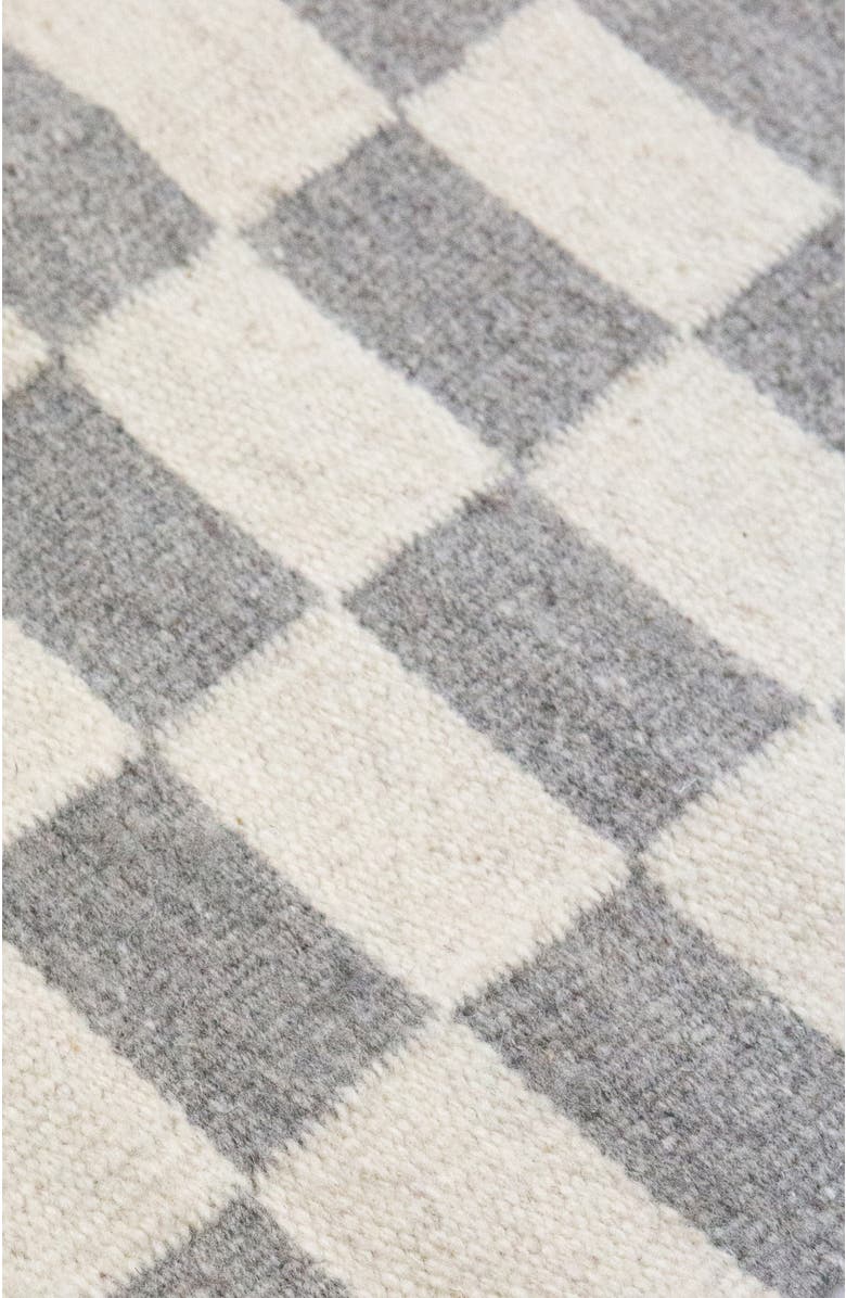 Archive New York Zapptec Grey Checkered Handwoven Flatweave Wool Rug, Alternate, color, Grey
