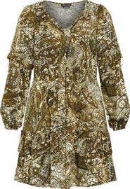 City Chic Raya Long Sleeve Paisley Dress
