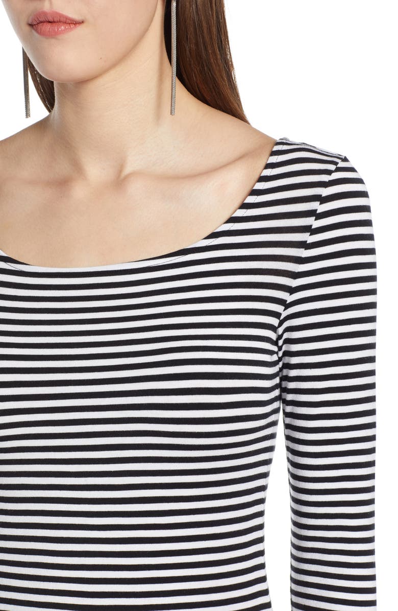 Halogen<sup>®</sup> Ballet Neck Tee, Alternate, color, Black- White Stripe