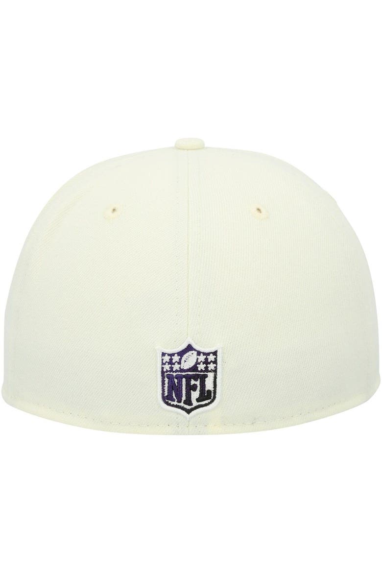 Men's New Era Cream Baltimore Ravens Chrome Color Dim 59FIFTY Fitted Hat, Alternate, color, Cream
