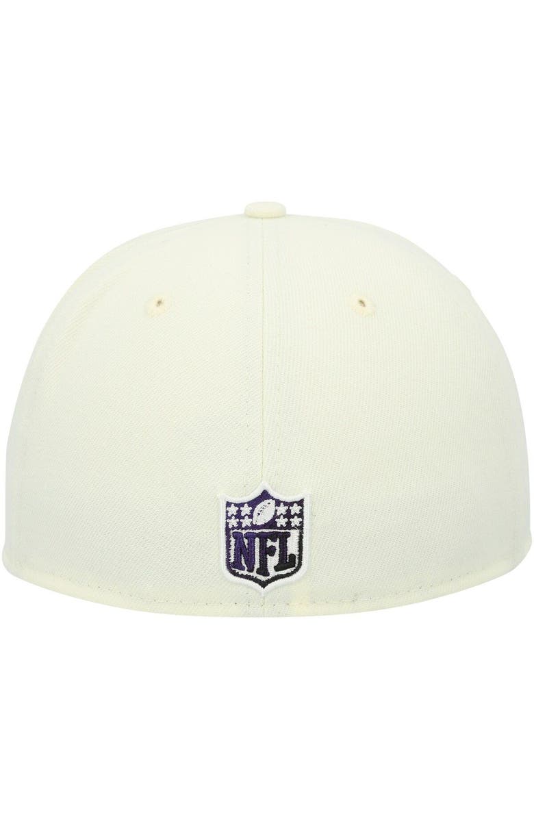 New Era Men's New Era Cream Baltimore Ravens Chrome Color Dim 59FIFTY Fitted Hat, Alternate, color, 