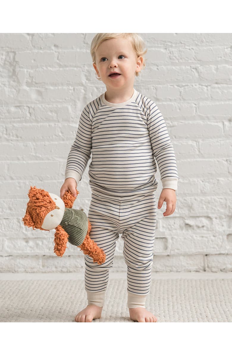 Colored Organics Organic 2-Piece Long Sleeve Jammie Set, Alternate, color, Summit Stripe / Denim