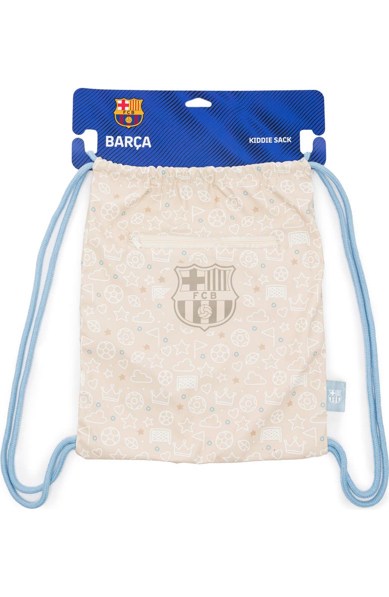 Miniland Barcelona Kiddie Sack Drawstring Bag for Little Soccer Fans, Alternate, color, White Multi