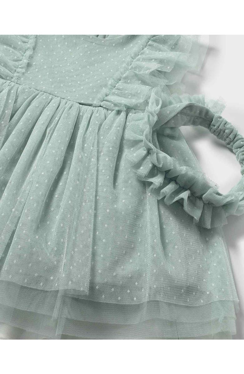 Mayoral Dress With Matching Headband, Alternate, color, Green