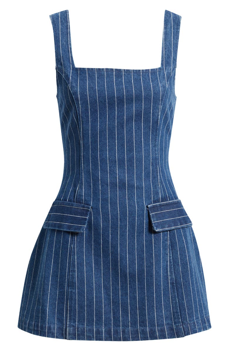 Line & Dot Monah Pinstripe Denim Minidress, Main, color, Blue