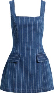 Line & Dot Monah Pinstripe Denim Minidress