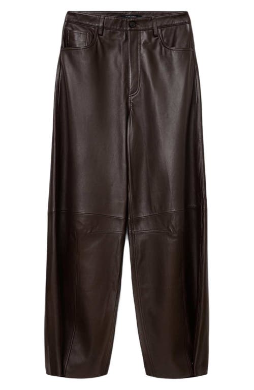 Allsaints Jett Barrel Leg Leather Pants In Brown