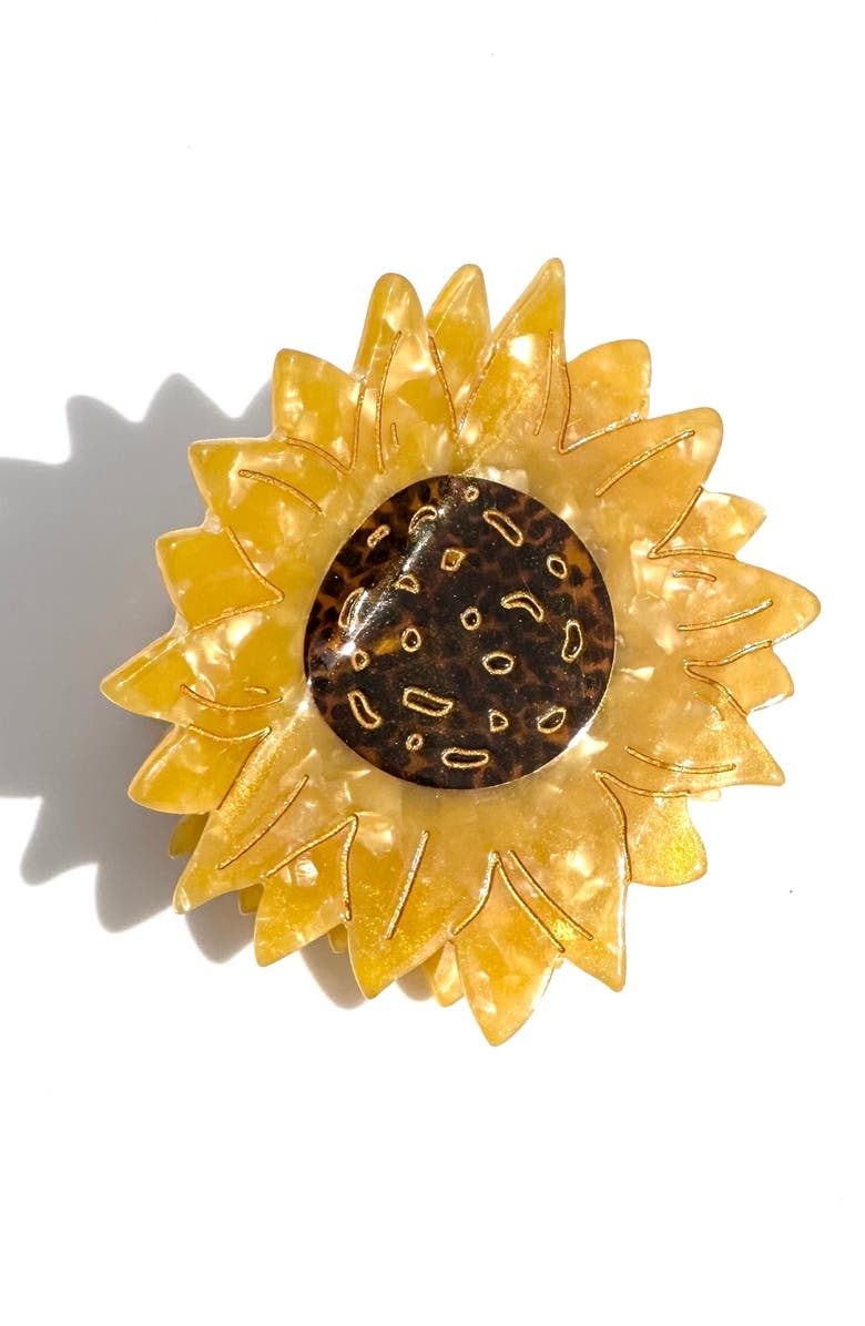 Solar Eclipse Sunflower Claw Clip, Main, color, Yellow
