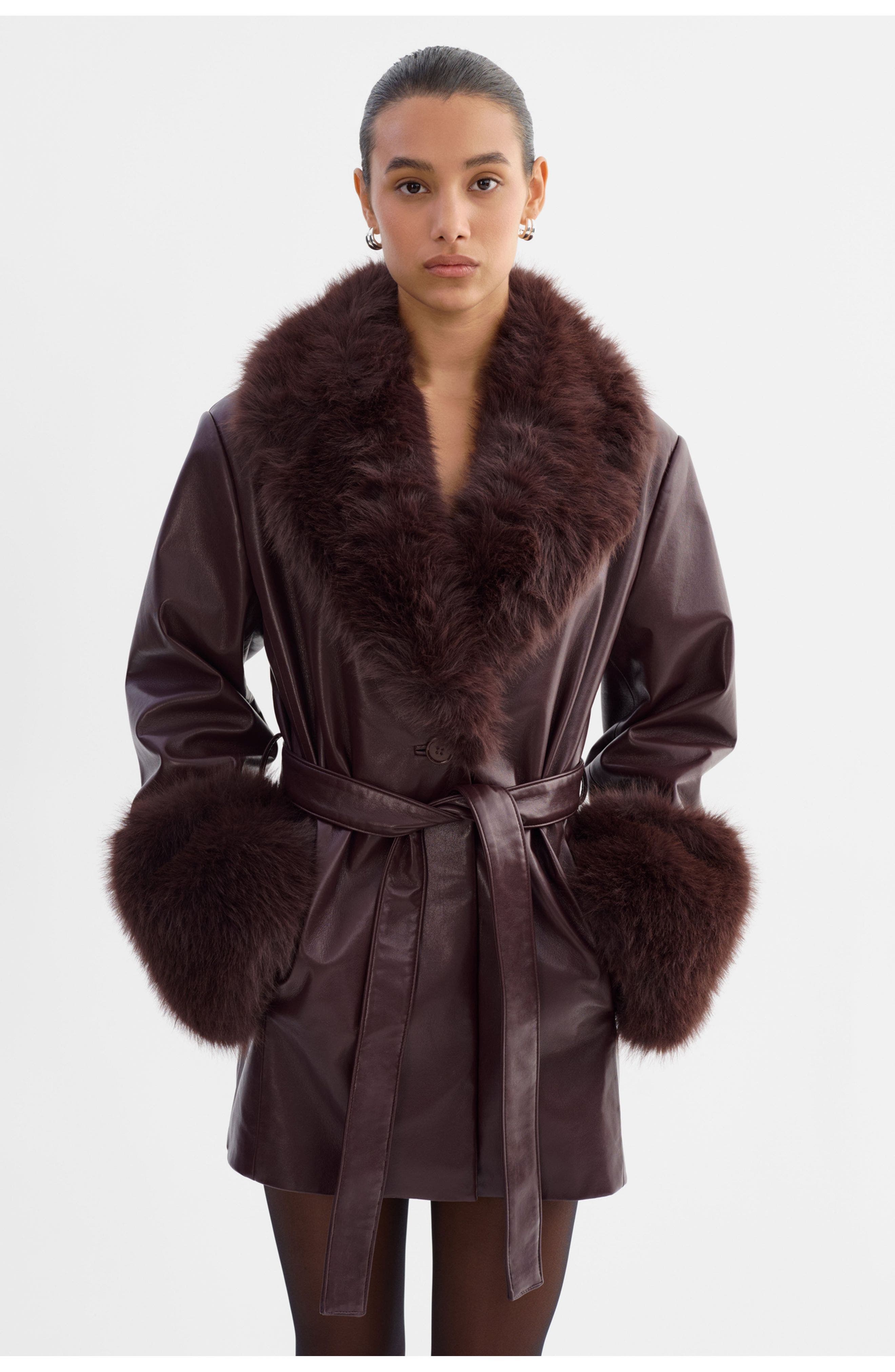 Rosabella | Recycled Leather Mid-Length Coat - image 4