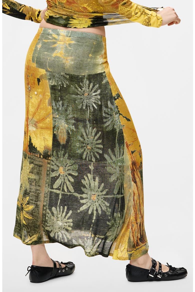 Printed Maxi Skirt, Alternate, color, RED