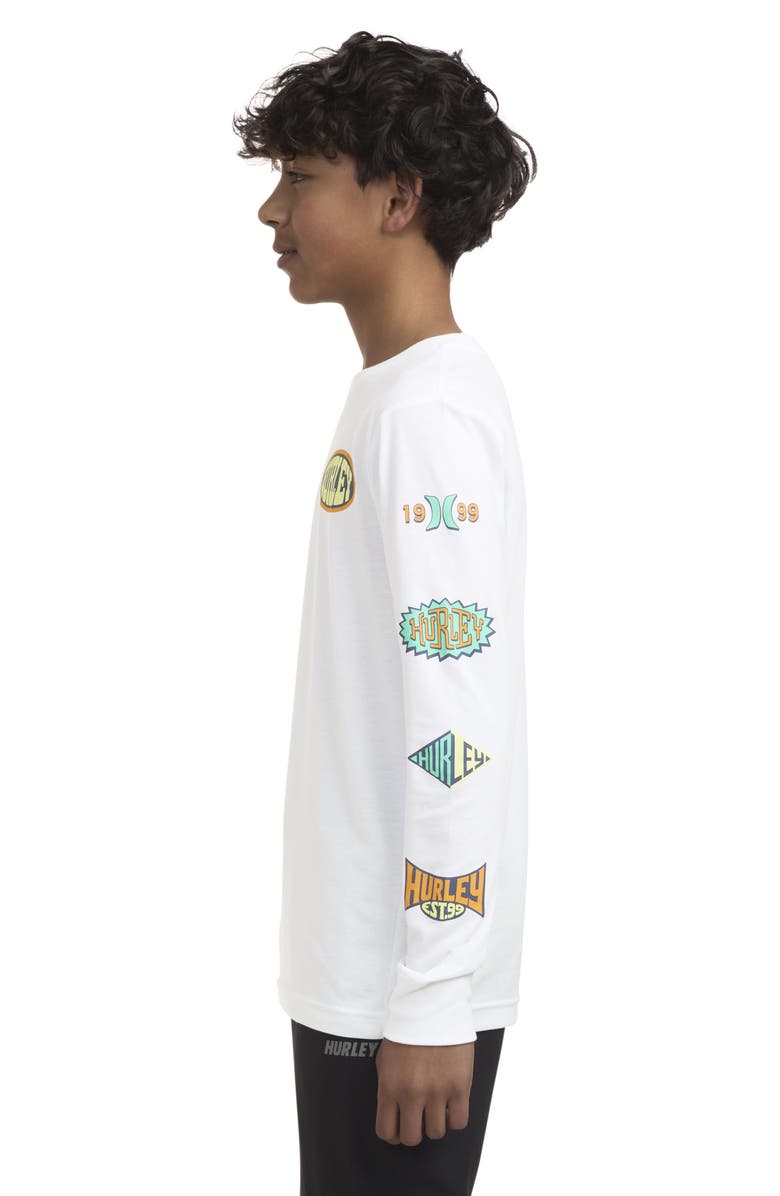 Hurley Kids' Badge Long Sleeve Graphic T-Shirt, Alternate, color, White