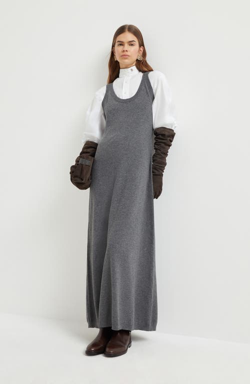 Brunello Cucinelli Round-neck Knit Dress In Gray