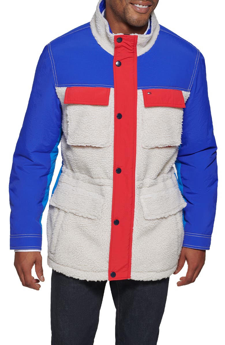 Tommy Hilfiger Faux Shearling Mixed Media Insulated Jacket, Main, color, 
