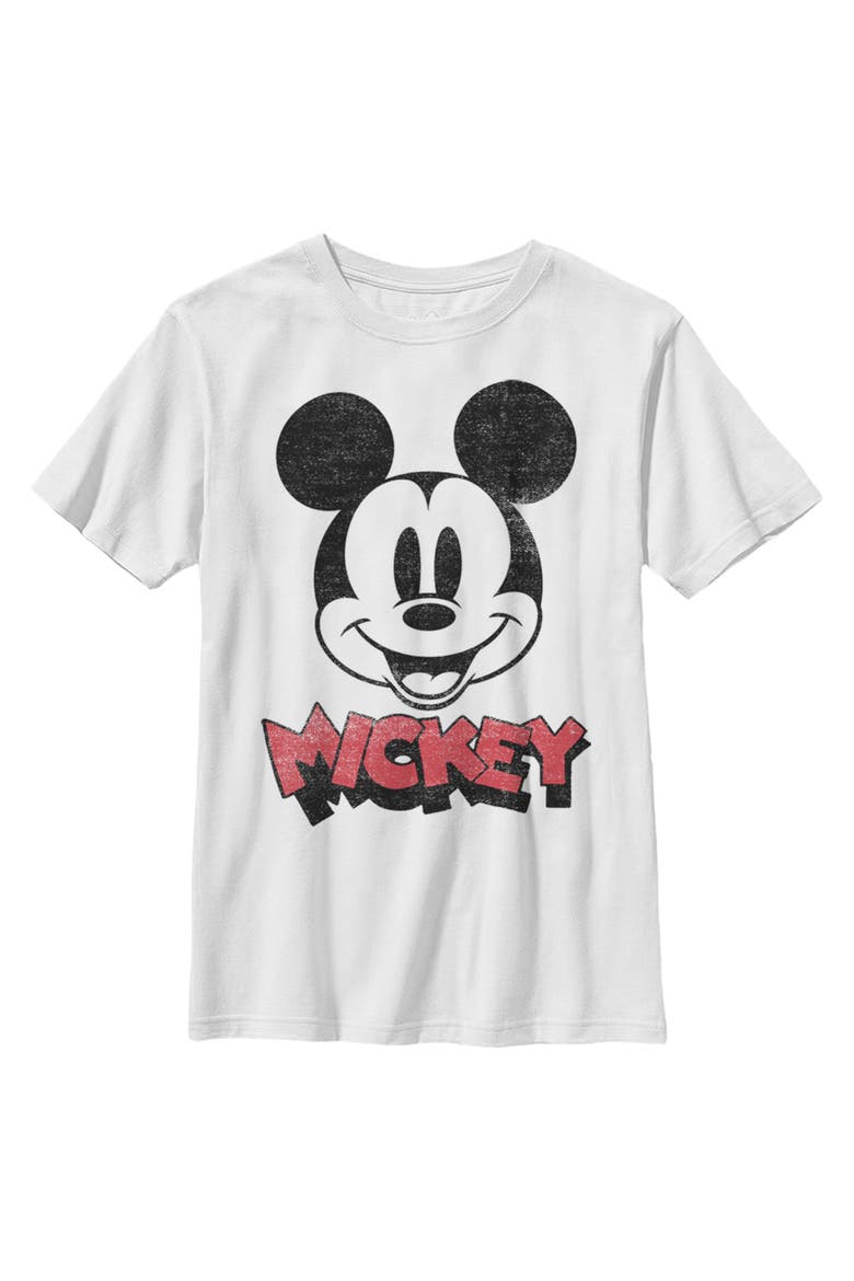 Boy's Mickey & Friends Mickey Mouse Retro Headshot  Graphic T-Shirt, Main, color, White