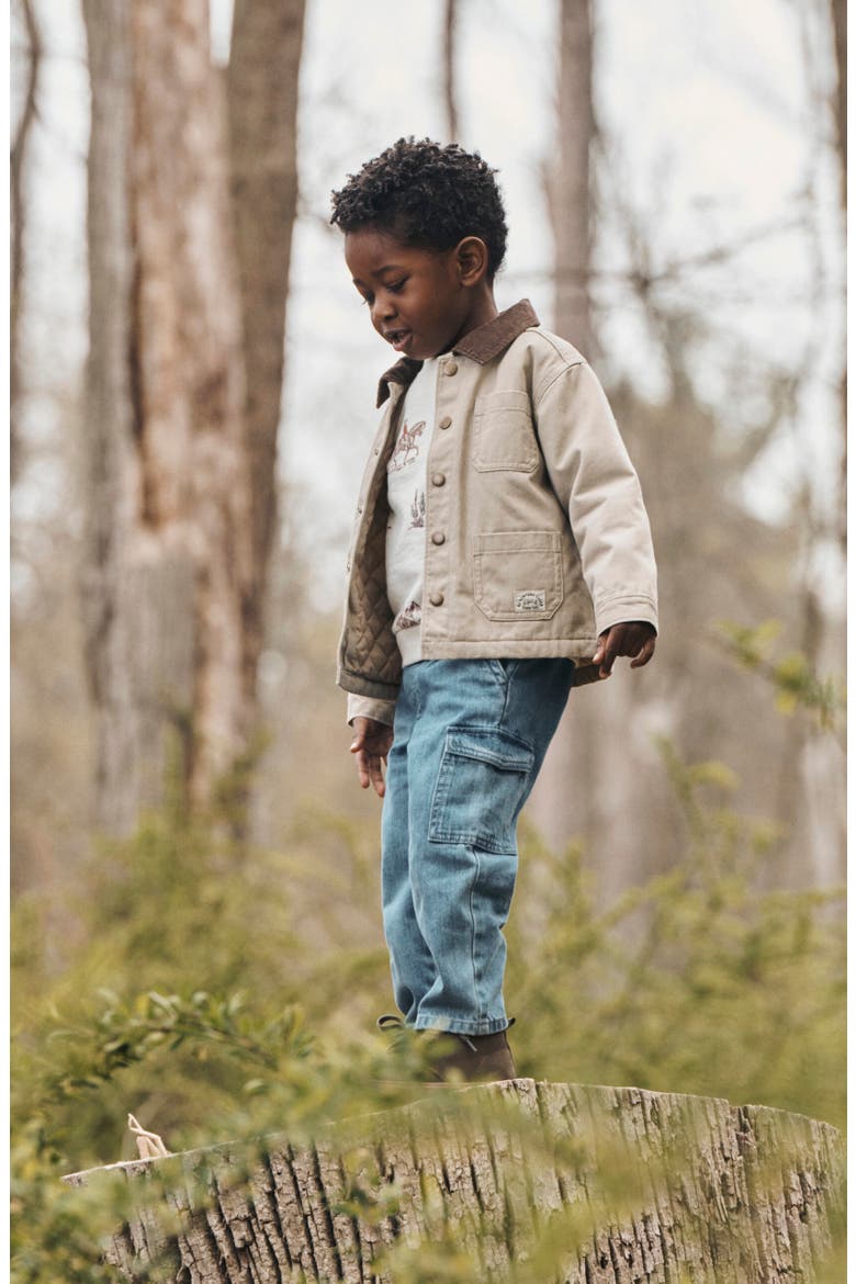 Kids' Organic Cotton Cargo Jeans, Alternate, color, LP DENIM