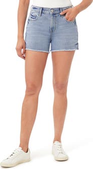 Kensie Rivet Frayed Hem Denim Shorts