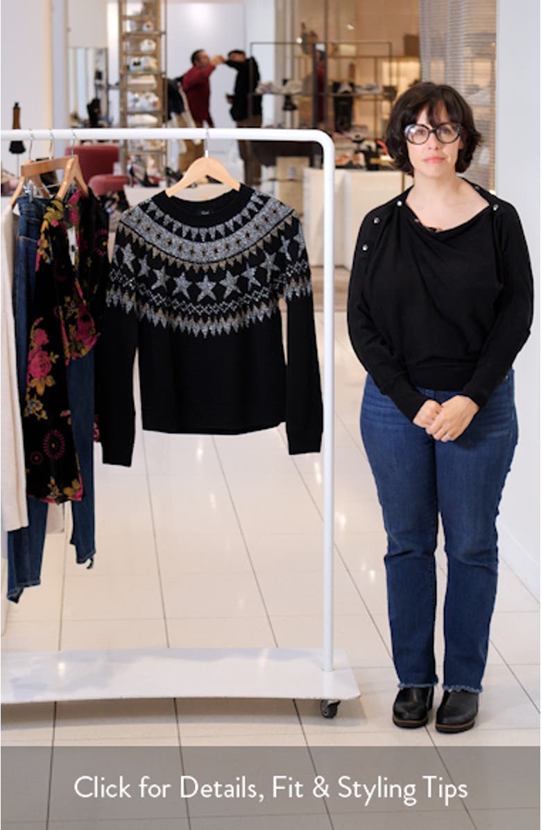 Zoey Fair Isle Metallic Cotton & Wool Blend Sweater, sales video thumbnail