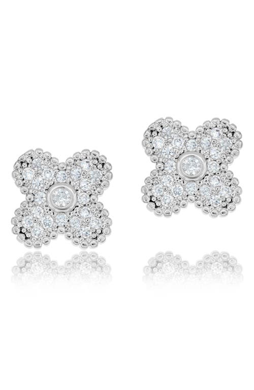 Shymi Pavé Clover Stud Earrings In Silver