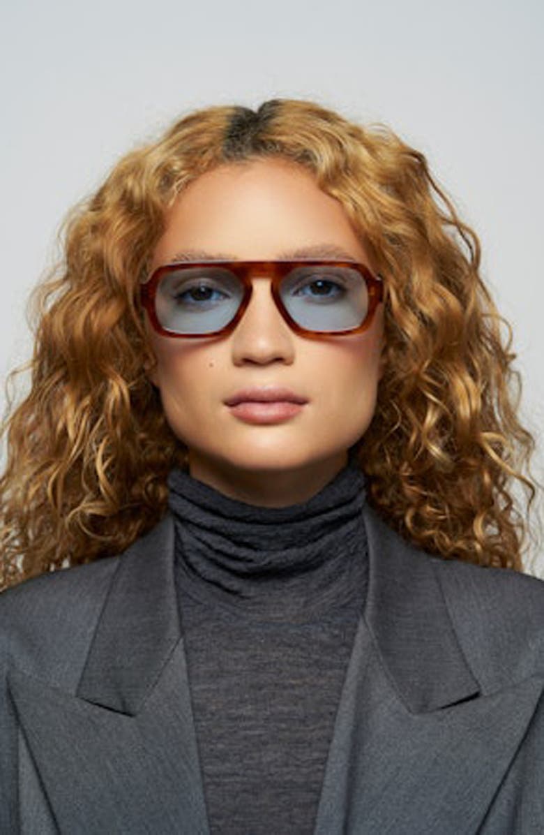 Elisa Johnson Jane Mini 52mm Aviator Sunglasses, Alternate, color, Light Brown