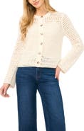 Halogen® Open Stitch Button Front Cardigan