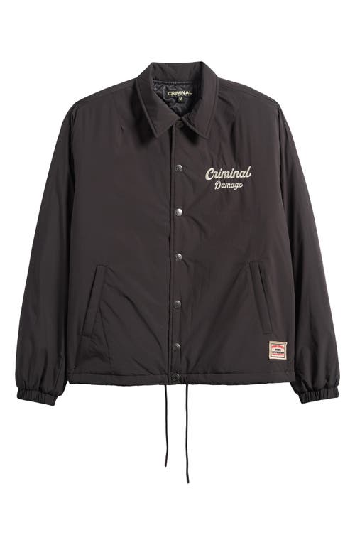 Criminal Damage Albany Embroidered Coach's Jacket In Gray