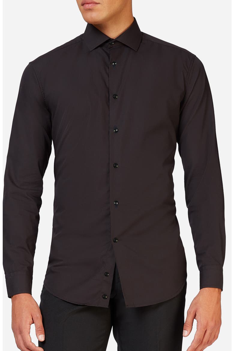 Black Knight Modern Tailored Fit Wrinkle Resistant Button-Up Shirt, Main, color, BLACK