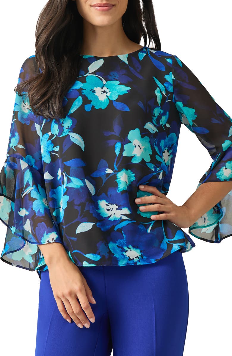 KASPER Ruffle Sleeve Top, Main, color, 