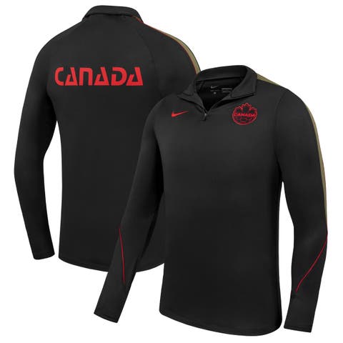 Men's Nike  Black Canada Soccer Strike Drill Quarter-Zip Long Sleeve Dri-FIT Top