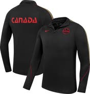 Nike Men's Nike  Black Canada Soccer Strike Drill Quarter-Zip Long Sleeve Dri-FIT Top