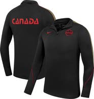 Nike Men's Nike Black Canada Soccer Strike Drill Quarter-Zip Long Sleeve Dri-FIT Top