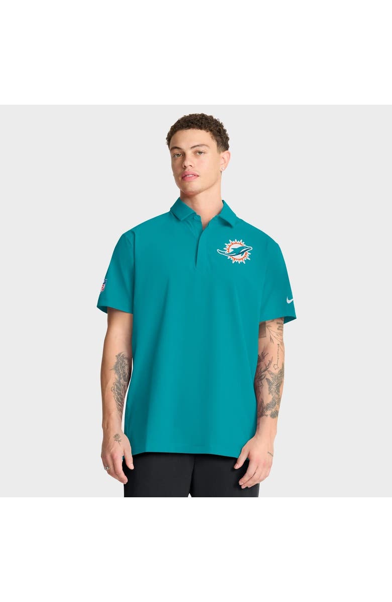 Nike Men's Nike Aqua Miami Dolphins Sideline City Pride Woven Performance Polo, Main, color, Aqua
