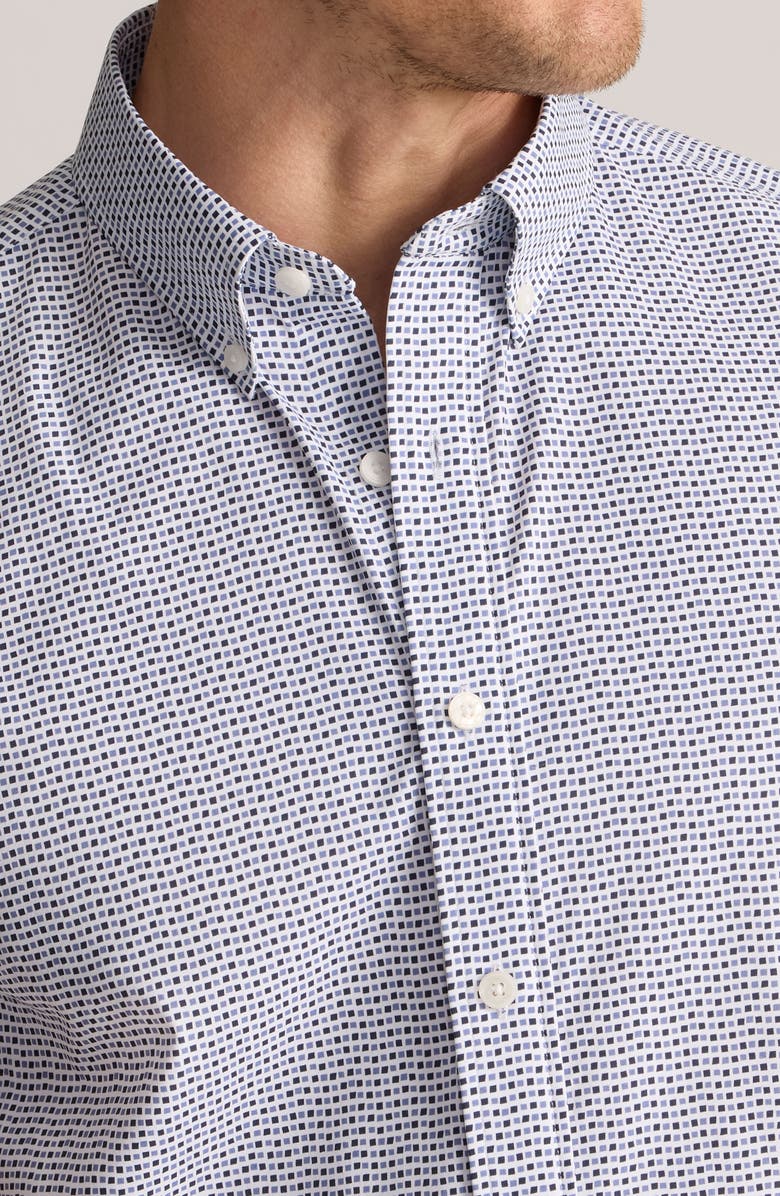 UNTUCKit Microprint Short Sleeve Performance Button-Down Shirt, Alternate, color, Navy