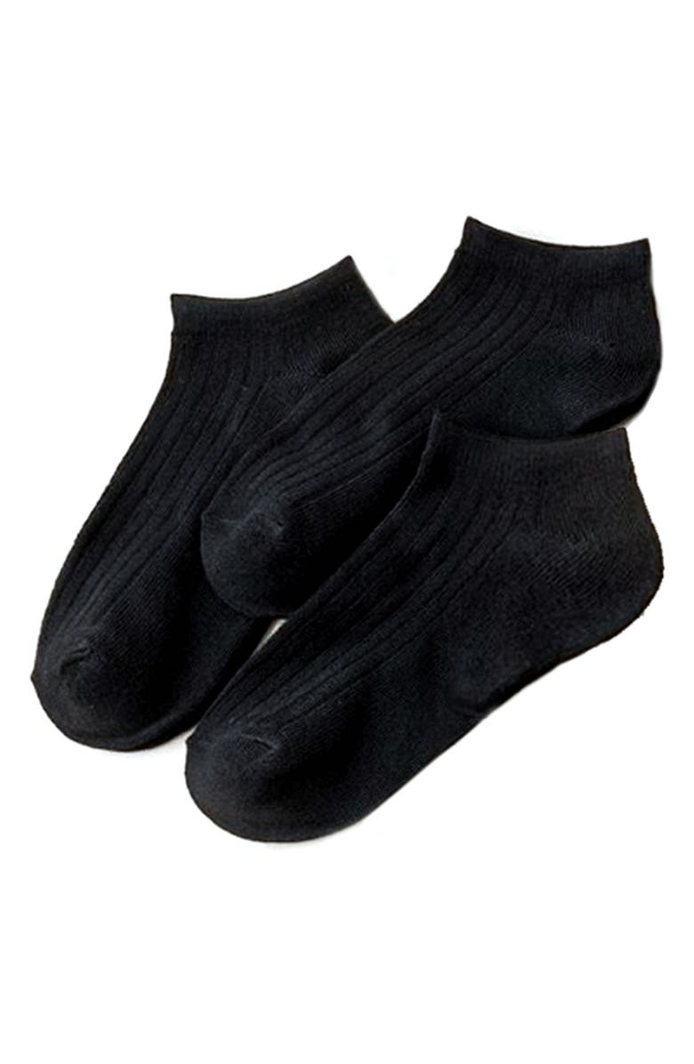 Stems 3-Pack Cotton Blend Rib Ankle Socks, Main, color,