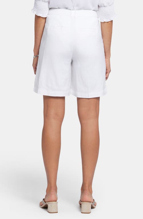 Nydj Relaxed Pleated Linen Blend Shorts In White