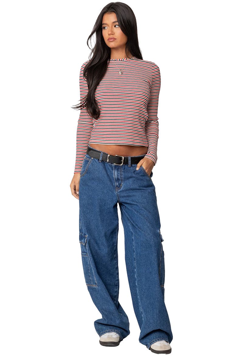 Corina Stripe Rib Top, Alternate, color, RED MIX