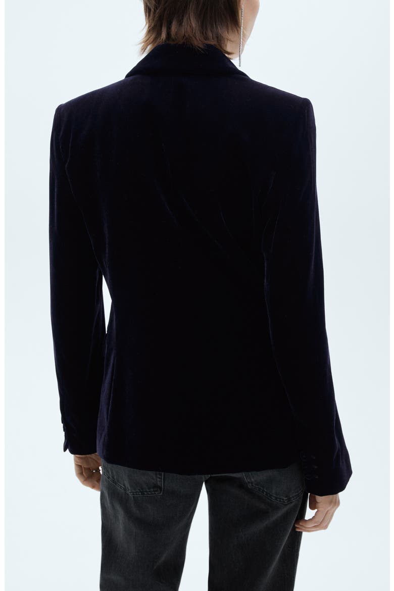 Structured Velvet Blazer, Alternate, color, DARK BLUE