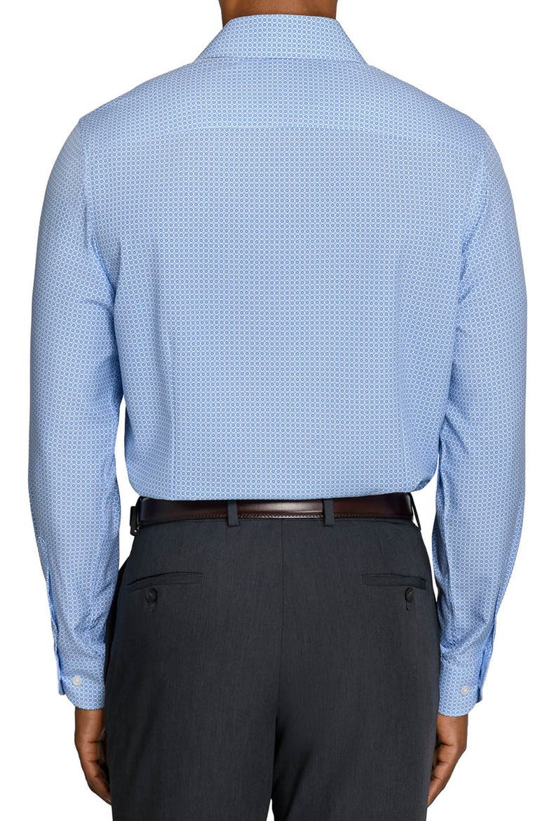 Round Geo Print Performance Dress Shirt, Alternate, color, WHITE/ BLUE