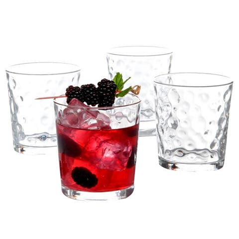 Great Foundations 4-Piece 13 oz. Double Old Fashioned Glass Set, Bubbles Pattern
